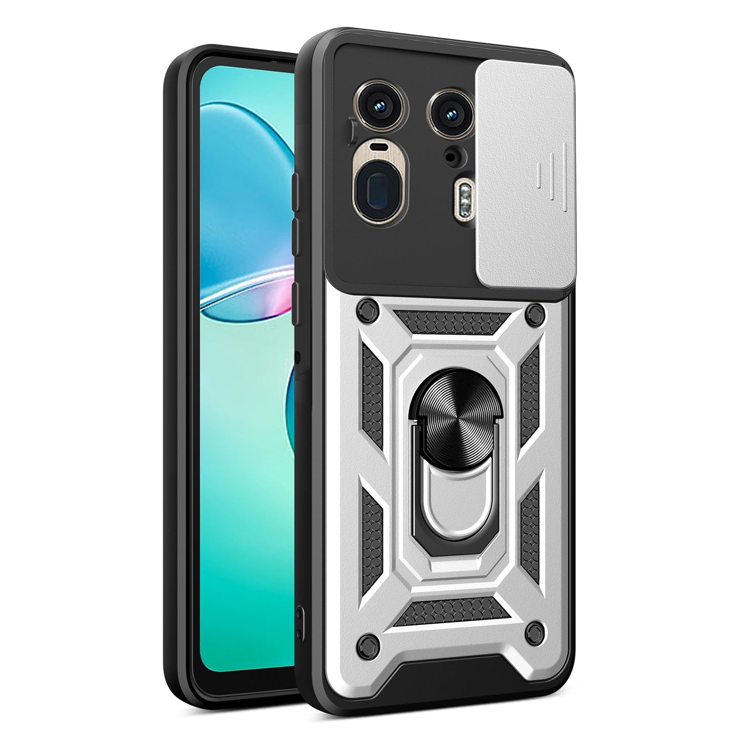Motorola Edge 50 Ultra Sliding Camera Cover Magnetic Ring Stand Shockproof TPU + PC Protective Phone Case