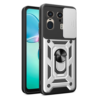 Motorola Edge 50 Ultra Sliding Camera Cover Magnetic Ring Stand Shockproof TPU + PC Protective Phone Case