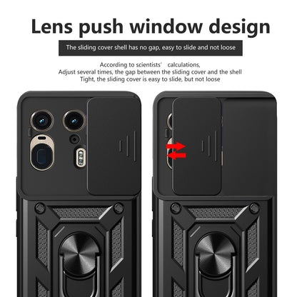 Motorola Edge 50 Ultra Sliding Camera Cover Magnetic Ring Stand Shockproof TPU + PC Protective Phone Case
