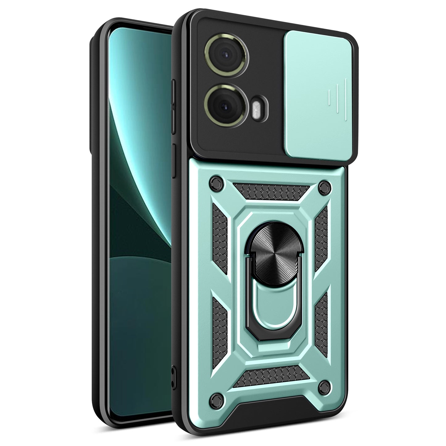 Motorola Moto G85 Sliding Camera Cover Magnetic Ring Stand Shockproof TPU + PC Protective Phone Case