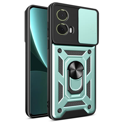 Motorola Moto G85 Sliding Camera Cover Magnetic Ring Stand Shockproof TPU + PC Protective Phone Case