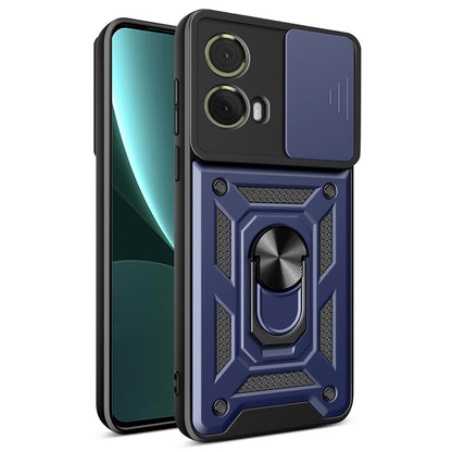 Motorola Moto G85 Sliding Camera Cover Magnetic Ring Stand Shockproof TPU + PC Protective Phone Case