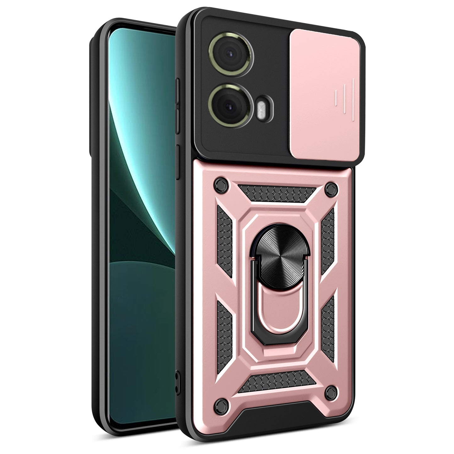 Motorola S50 Neo Sliding Camera Cover Magnetic Ring Stand Shockproof TPU + PC Protective Phone Case