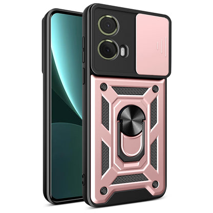 Motorola S50 Neo Sliding Camera Cover Magnetic Ring Stand Shockproof TPU + PC Protective Phone Case