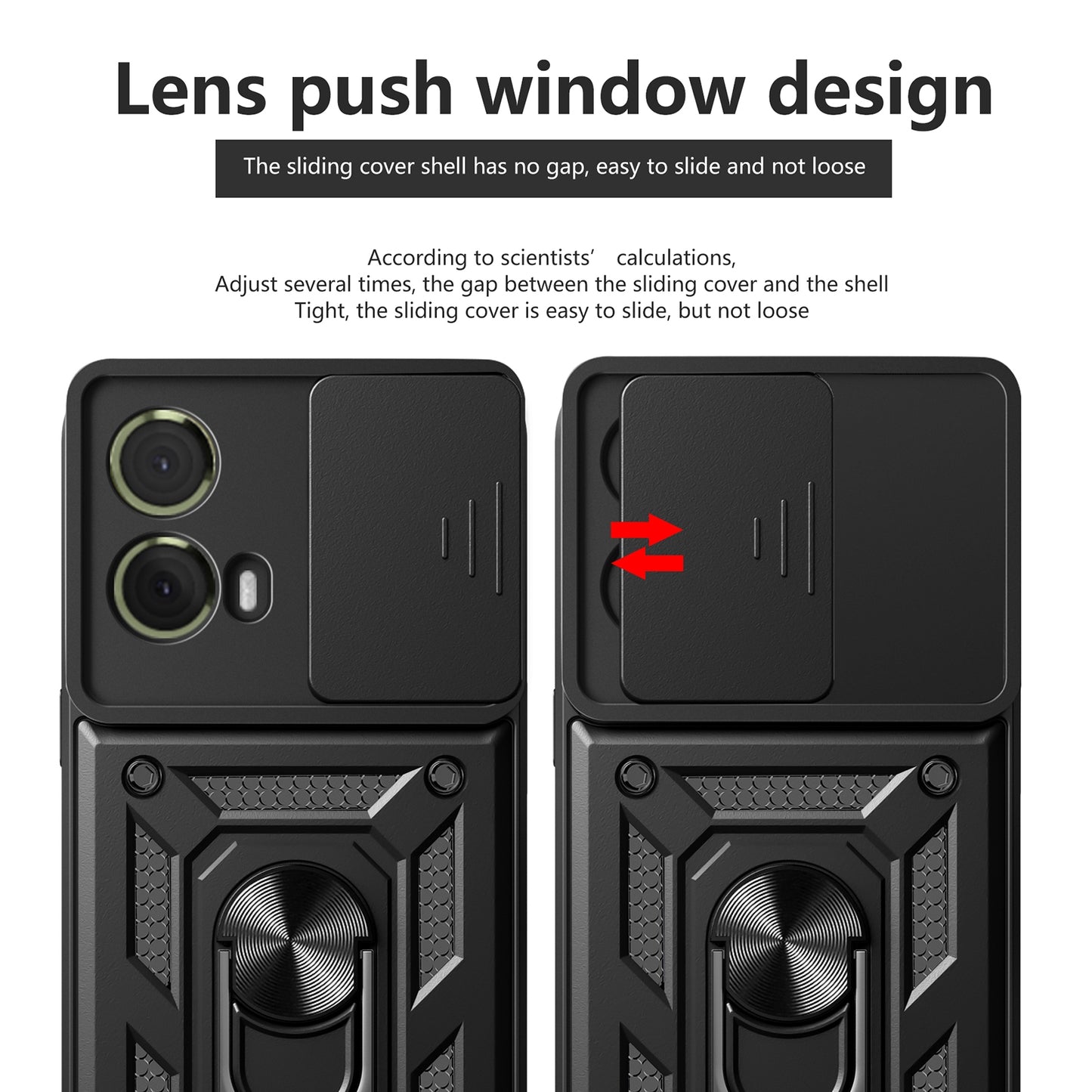 Motorola S50 Neo Sliding Camera Cover Magnetic Ring Stand Shockproof TPU + PC Protective Phone Case