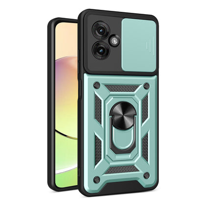 Motorola Moto G55 Sliding Camera Cover Magnetic Ring Stand Shockproof TPU + PC Protective Phone Case