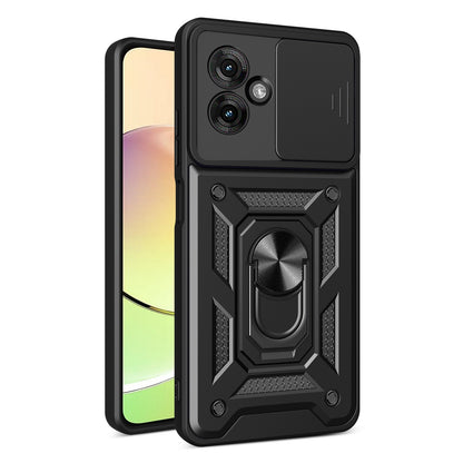 Motorola Moto G55 Sliding Camera Cover Magnetic Ring Stand Shockproof TPU + PC Protective Phone Case