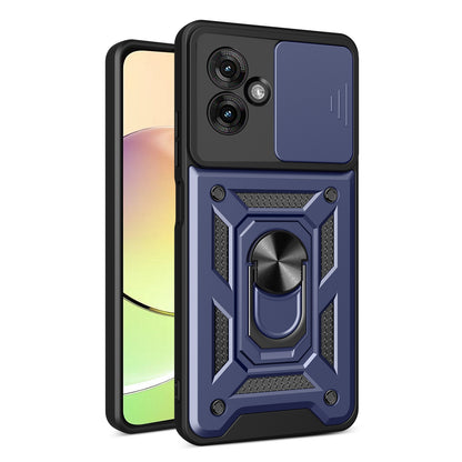 Motorola Moto G55 Sliding Camera Cover Magnetic Ring Stand Shockproof TPU + PC Protective Phone Case