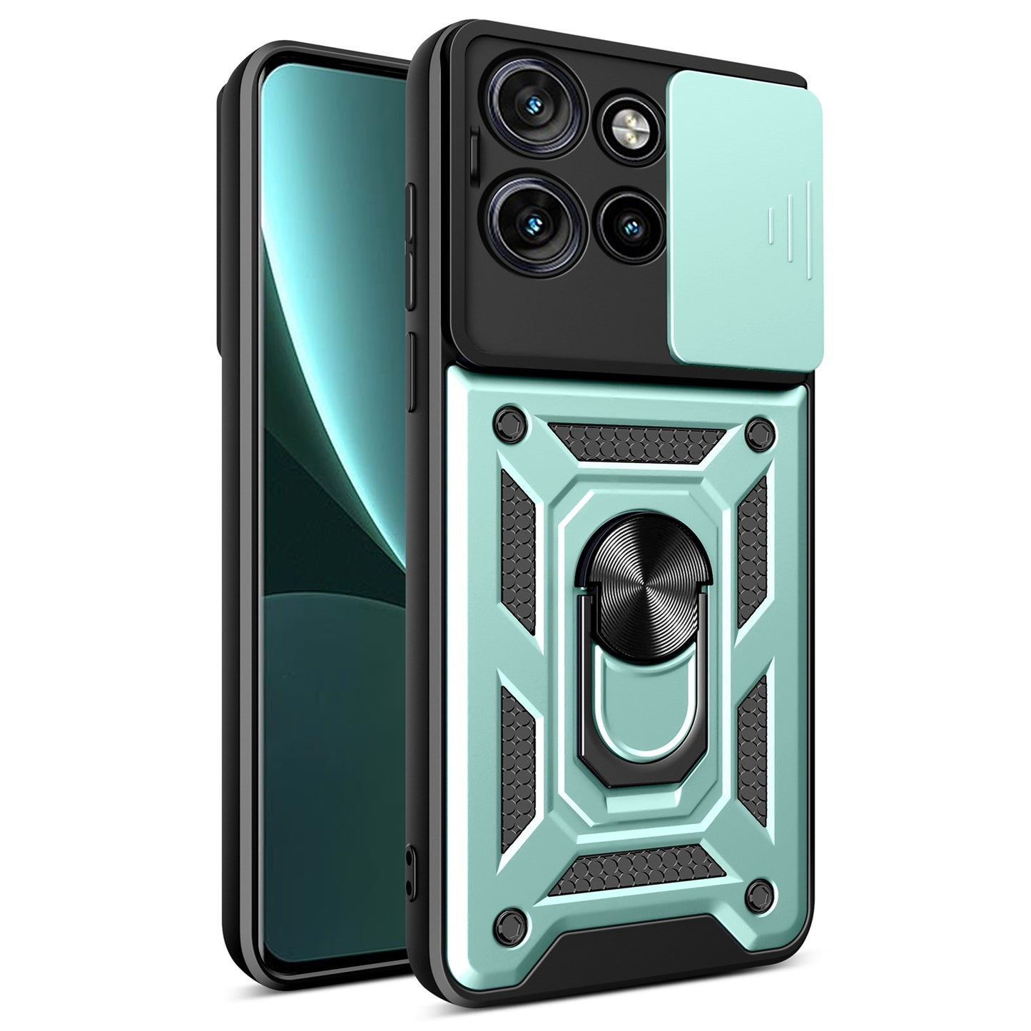 Motorola Edge 50 Neo Sliding Camera Cover Magnetic Ring Stand Shockproof TPU + PC Protective Phone Case