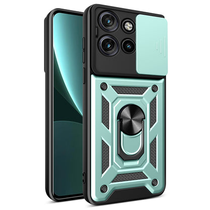 Motorola Edge 50 Neo Sliding Camera Cover Magnetic Ring Stand Shockproof TPU + PC Protective Phone Case