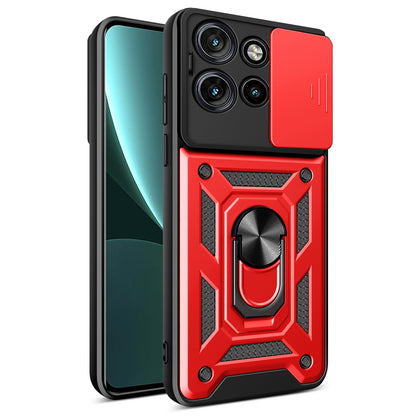 Motorola Edge 50 Neo Sliding Camera Cover Magnetic Ring Stand Shockproof TPU + PC Protective Phone Case