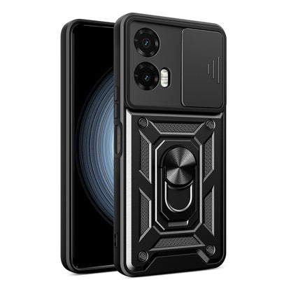 Motorola Moto G35 5G Sliding Camera Cover Magnetic Ring Stand Shockproof TPU + PC Protective Phone Case