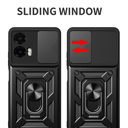 Motorola Moto G35 5G Sliding Camera Cover Magnetic Ring Stand Shockproof TPU + PC Protective Phone Case