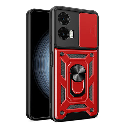Motorola Moto G35 5G Sliding Camera Cover Magnetic Ring Stand Shockproof TPU + PC Protective Phone Case