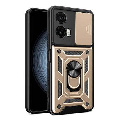 Motorola Moto G35 5G Sliding Camera Cover Magnetic Ring Stand Shockproof TPU + PC Protective Phone Case