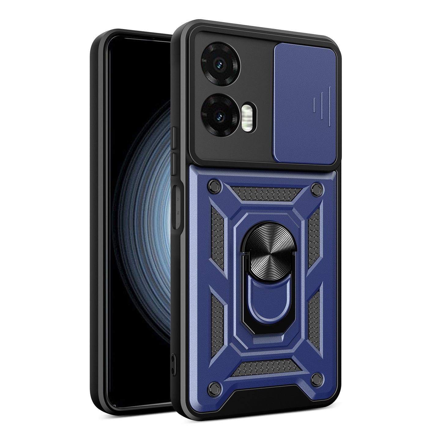 Motorola Moto G35 5G Sliding Camera Cover Magnetic Ring Stand Shockproof TPU + PC Protective Phone Case