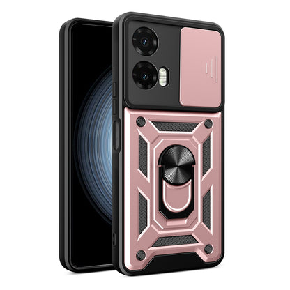 Motorola Moto G35 5G Sliding Camera Cover Magnetic Ring Stand Shockproof TPU + PC Protective Phone Case
