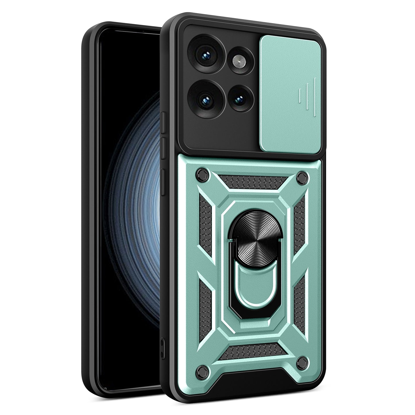 Motorola Edge 50 5G Sliding Camera Cover Magnetic Ring Stand Shockproof TPU + PC Protective Phone Case