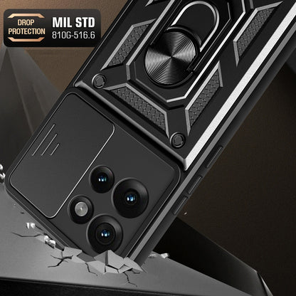 Motorola Edge 50 5G Sliding Camera Cover Magnetic Ring Stand Shockproof TPU + PC Protective Phone Case