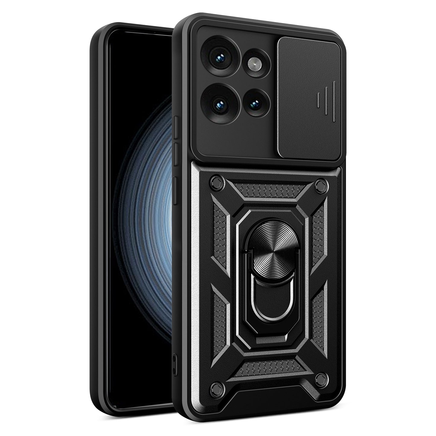 Motorola Edge 50 5G Sliding Camera Cover Magnetic Ring Stand Shockproof TPU + PC Protective Phone Case