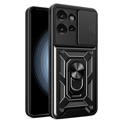 Motorola Edge 50 5G Sliding Camera Cover Magnetic Ring Stand Shockproof TPU + PC Protective Phone Case