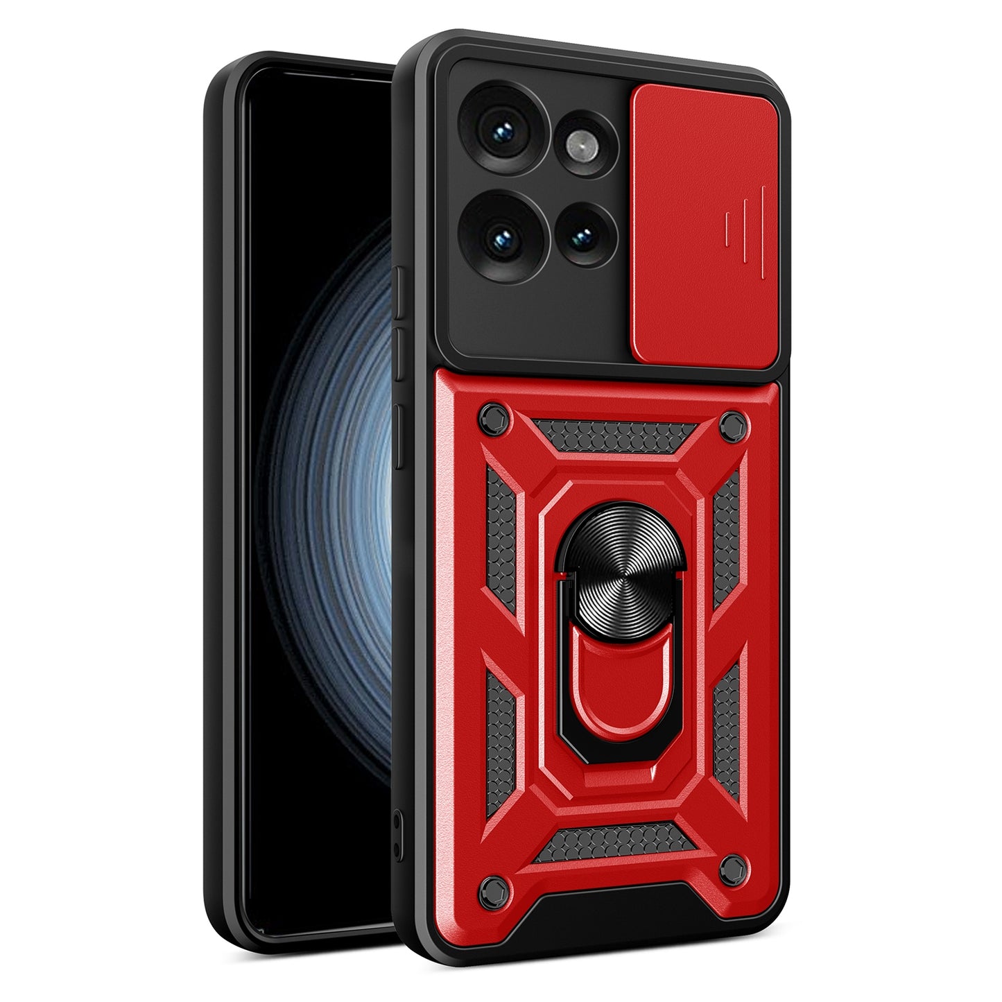 Motorola Edge 50 5G Sliding Camera Cover Magnetic Ring Stand Shockproof TPU + PC Protective Phone Case