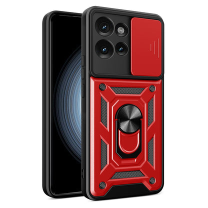 Motorola Edge 50 5G Sliding Camera Cover Magnetic Ring Stand Shockproof TPU + PC Protective Phone Case
