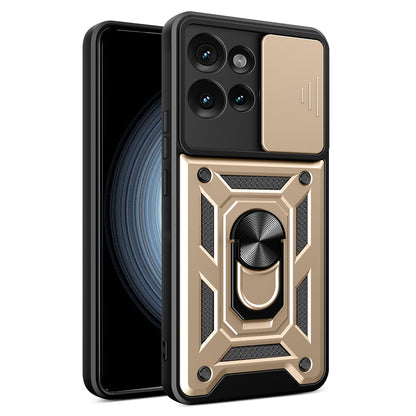 Motorola Edge 50 5G Sliding Camera Cover Magnetic Ring Stand Shockproof TPU + PC Protective Phone Case