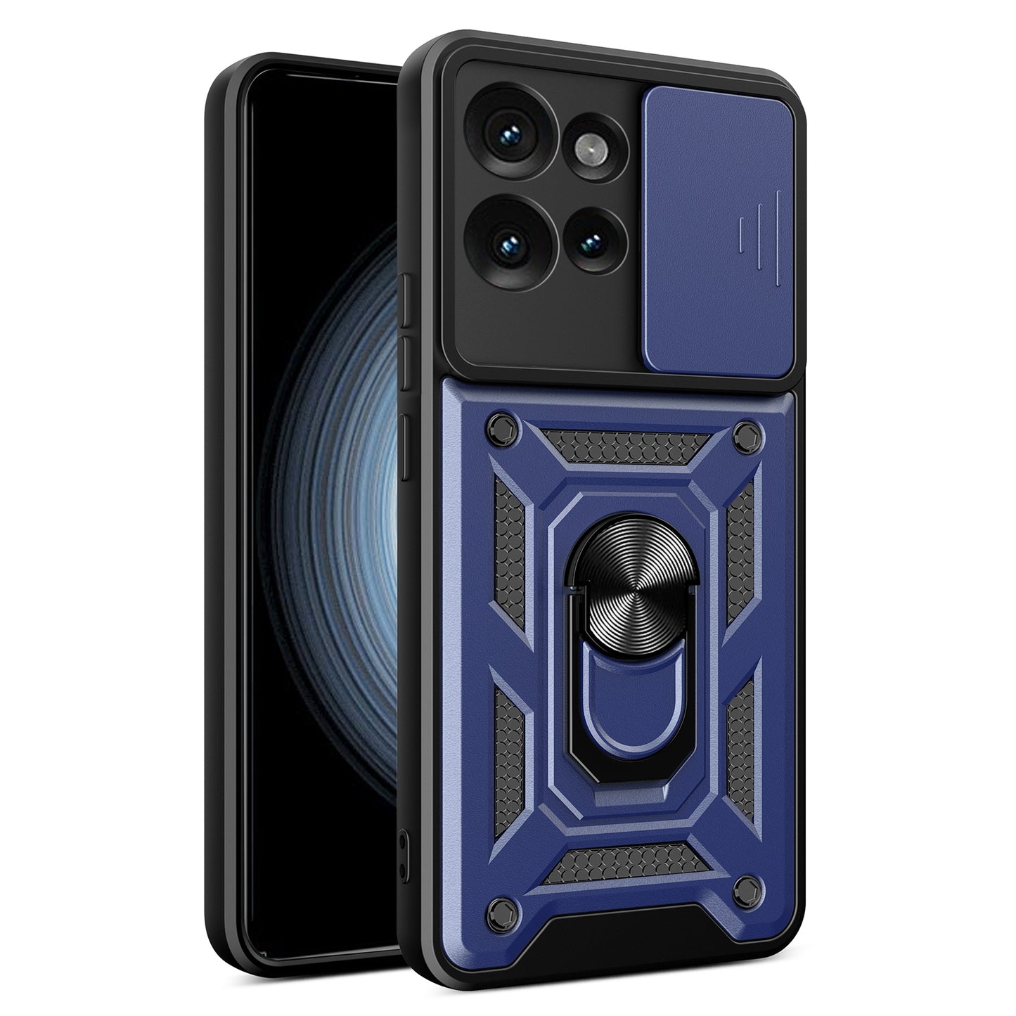 Motorola Edge 50 5G Sliding Camera Cover Magnetic Ring Stand Shockproof TPU + PC Protective Phone Case