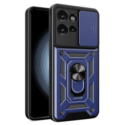 Motorola Edge 50 5G Sliding Camera Cover Magnetic Ring Stand Shockproof TPU + PC Protective Phone Case
