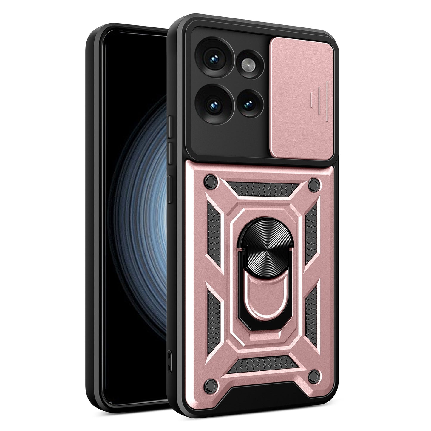 Motorola Edge 50 5G Sliding Camera Cover Magnetic Ring Stand Shockproof TPU + PC Protective Phone Case