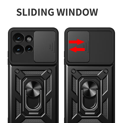 Motorola Edge 50 5G Sliding Camera Cover Magnetic Ring Stand Shockproof TPU + PC Protective Phone Case