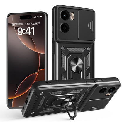 Motorola Moto G05 Sliding Camera Cover Magnetic Ring Stand Shockproof TPU + PC Protective Phone Case