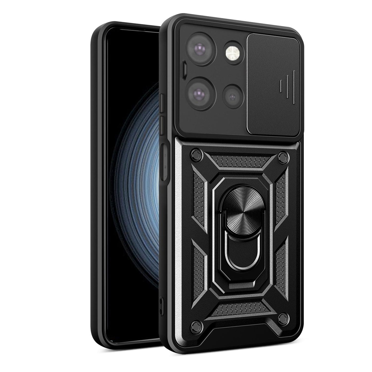 Motorola Moto G 2025 Sliding Camera Cover Magnetic Ring Stand Shockproof TPU + PC Protective Phone Case