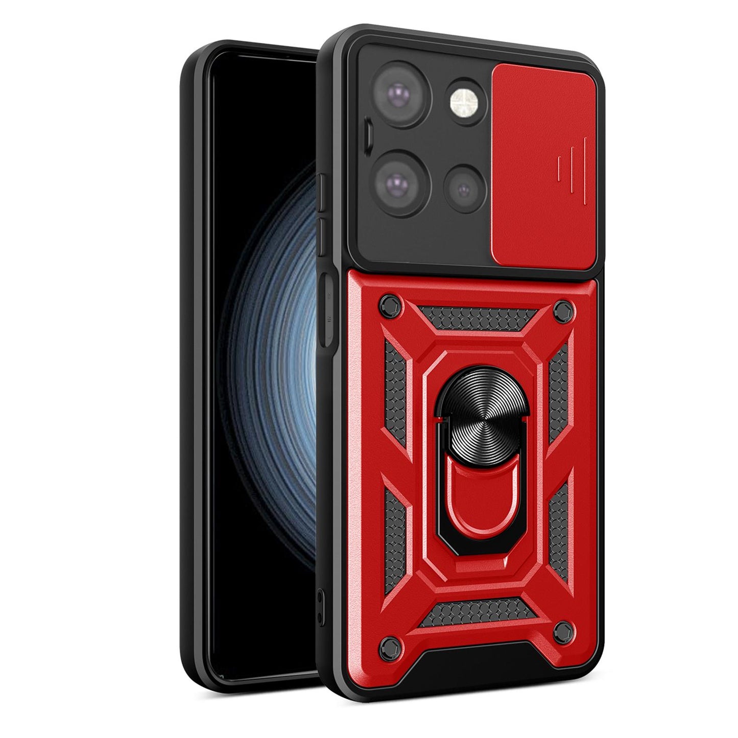 Motorola Moto G 2025 Sliding Camera Cover Magnetic Ring Stand Shockproof TPU + PC Protective Phone Case