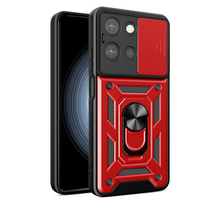 Motorola Moto G 2025 Sliding Camera Cover Magnetic Ring Stand Shockproof TPU + PC Protective Phone Case