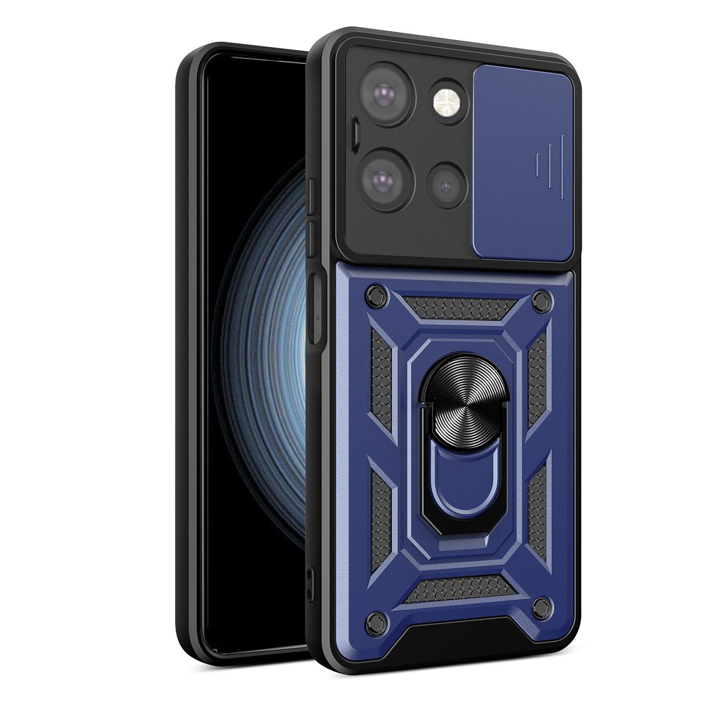 Motorola Moto G 2025 Sliding Camera Cover Magnetic Ring Stand Shockproof TPU + PC Protective Phone Case