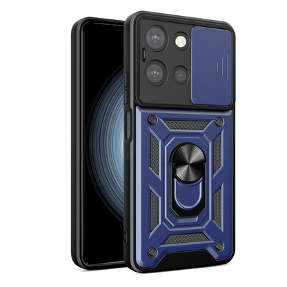 Motorola Moto G 2025 Sliding Camera Cover Magnetic Ring Stand Shockproof TPU + PC Protective Phone Case