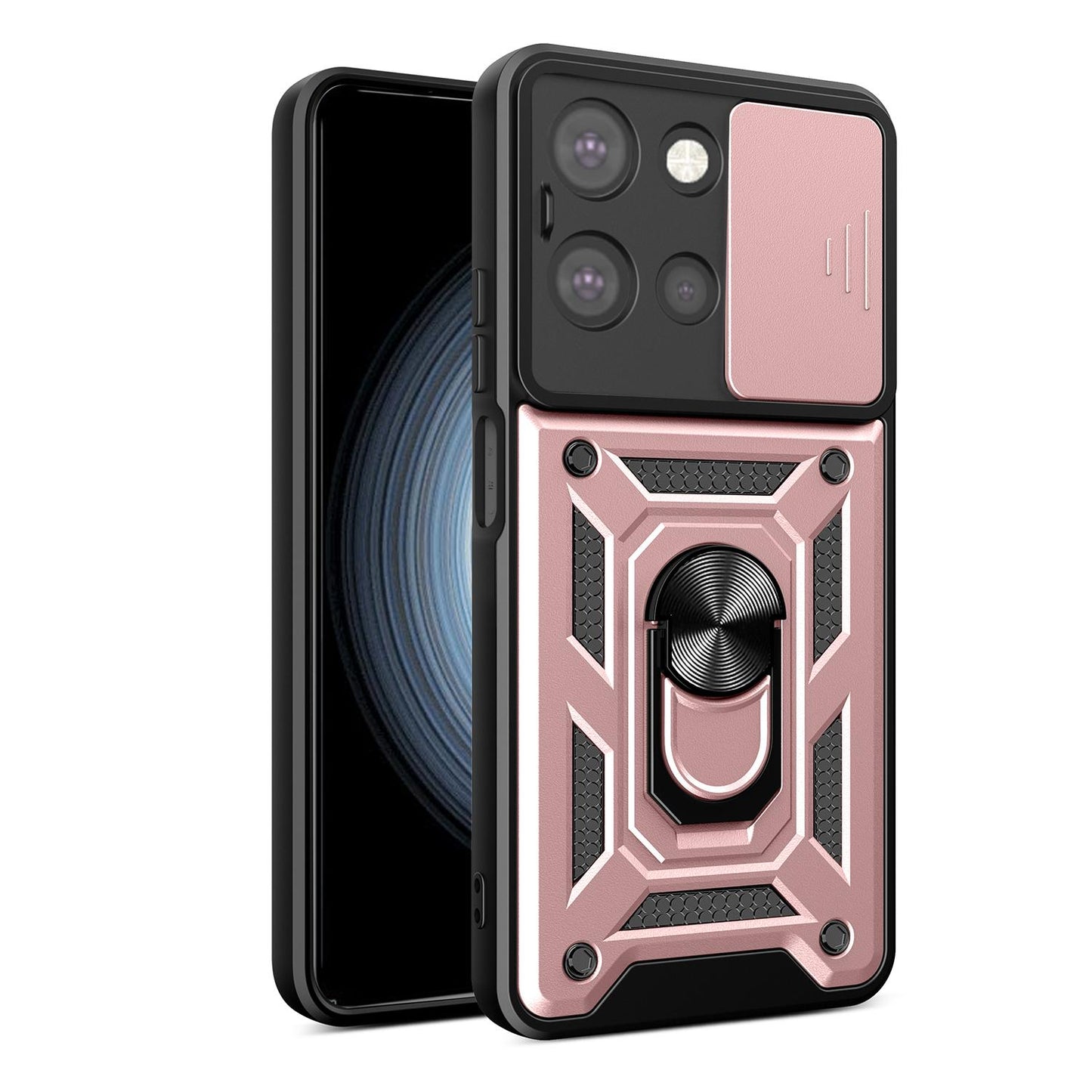 Motorola Moto G 2025 Sliding Camera Cover Magnetic Ring Stand Shockproof TPU + PC Protective Phone Case