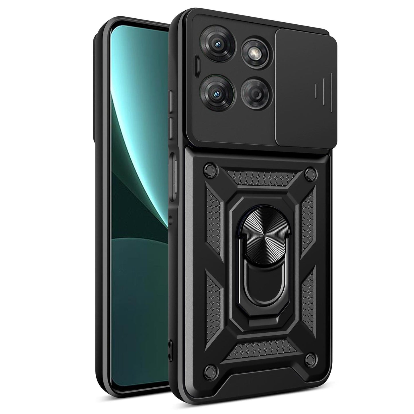 Motorola Moto G Power 2025 Sliding Camera Cover Magnetic Ring Stand Shockproof TPU + PC Protective Phone Case