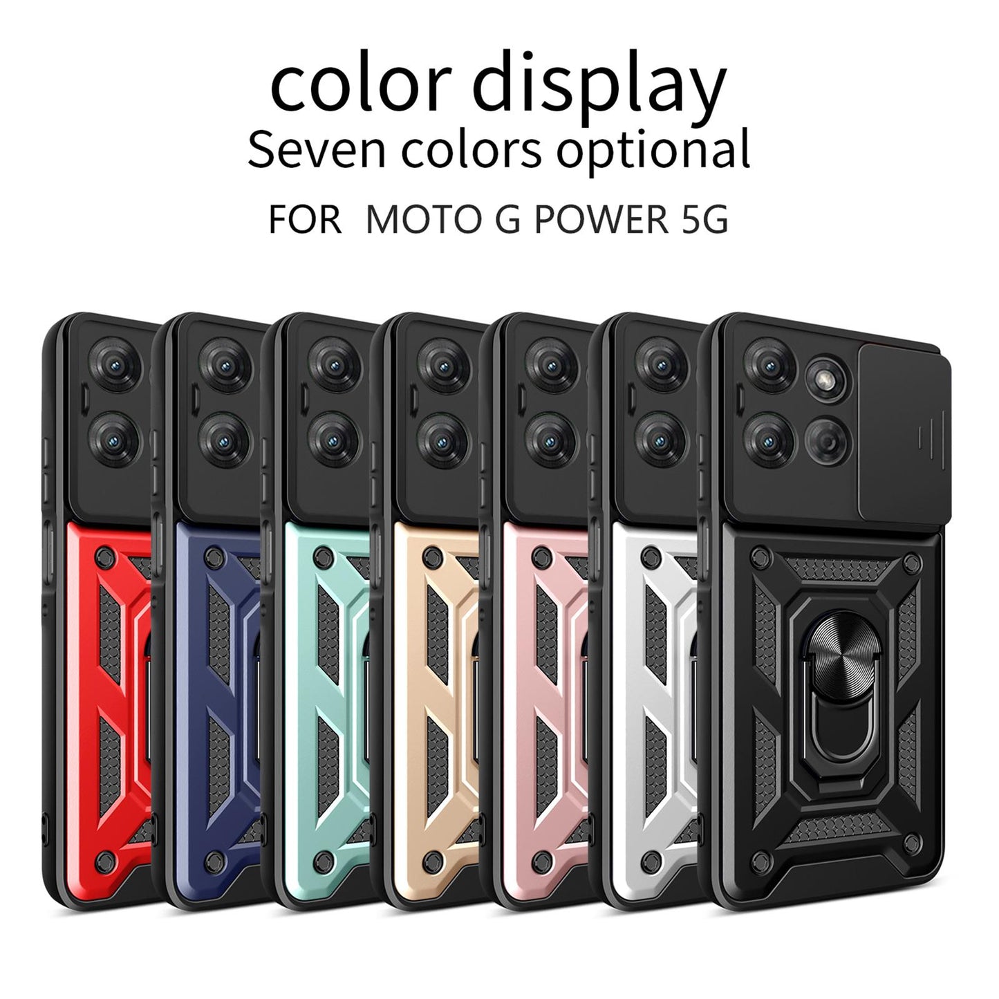 Motorola Moto G Power 2025 Sliding Camera Cover Magnetic Ring Stand Shockproof TPU + PC Protective Phone Case