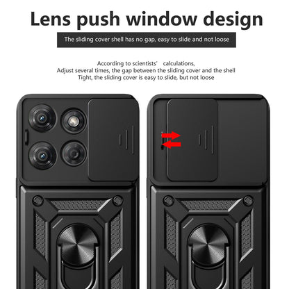 Motorola Moto G Power 2025 Sliding Camera Cover Magnetic Ring Stand Shockproof TPU + PC Protective Phone Case