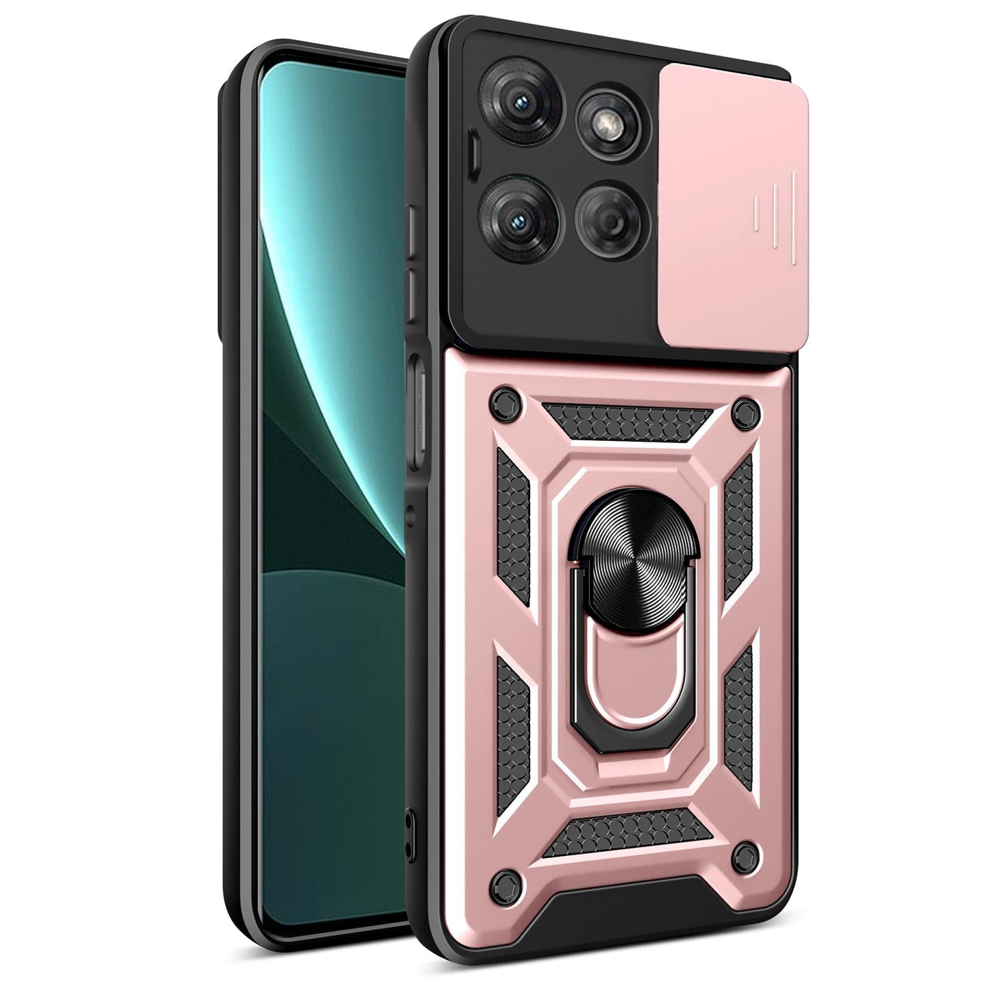 Motorola Moto G Power 2025 Sliding Camera Cover Magnetic Ring Stand Shockproof TPU + PC Protective Phone Case