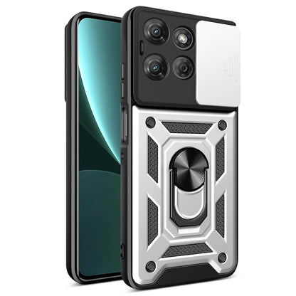 Motorola Moto G Power 2025 Sliding Camera Cover Magnetic Ring Stand Shockproof TPU + PC Protective Phone Case