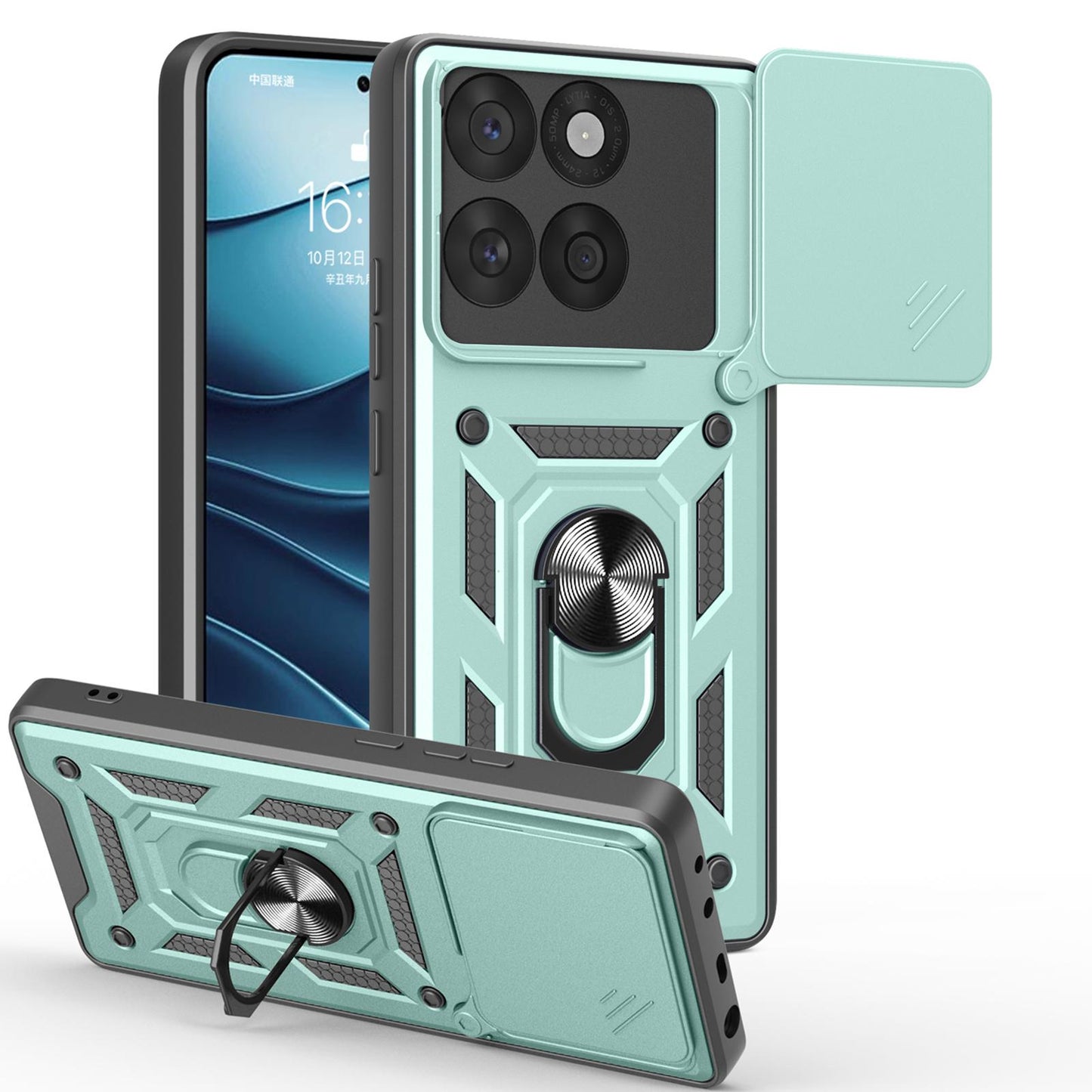 Motorola Edge 60 Fusion Sliding Camera Cover Magnetic Ring Stand Shockproof TPU + PC Protective Phone Case