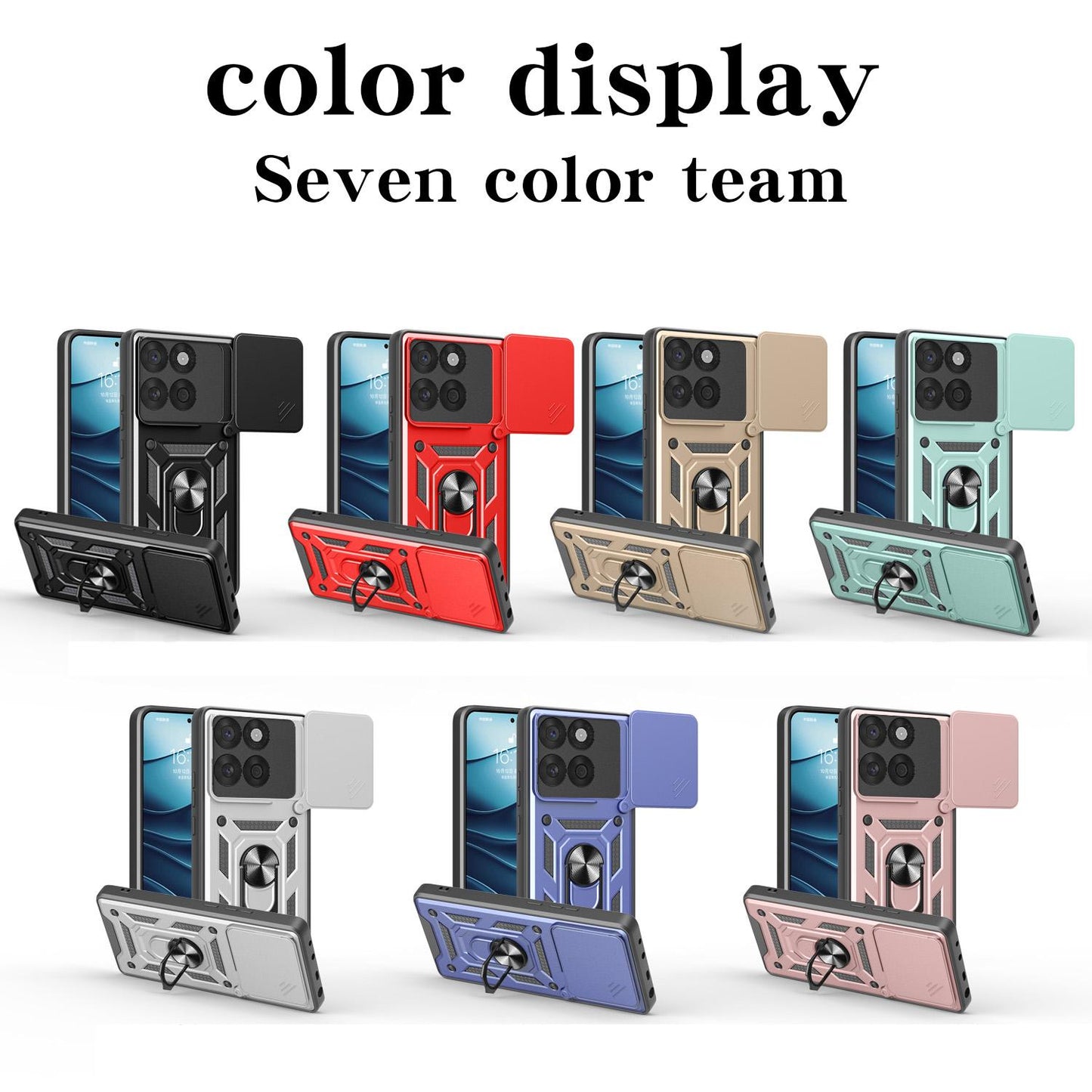 Motorola Edge 60 Sliding Camera Cover Magnetic Ring Stand Shockproof TPU + PC Protective Phone Case