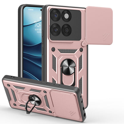 Motorola Edge 60 Sliding Camera Cover Magnetic Ring Stand Shockproof TPU + PC Protective Phone Case