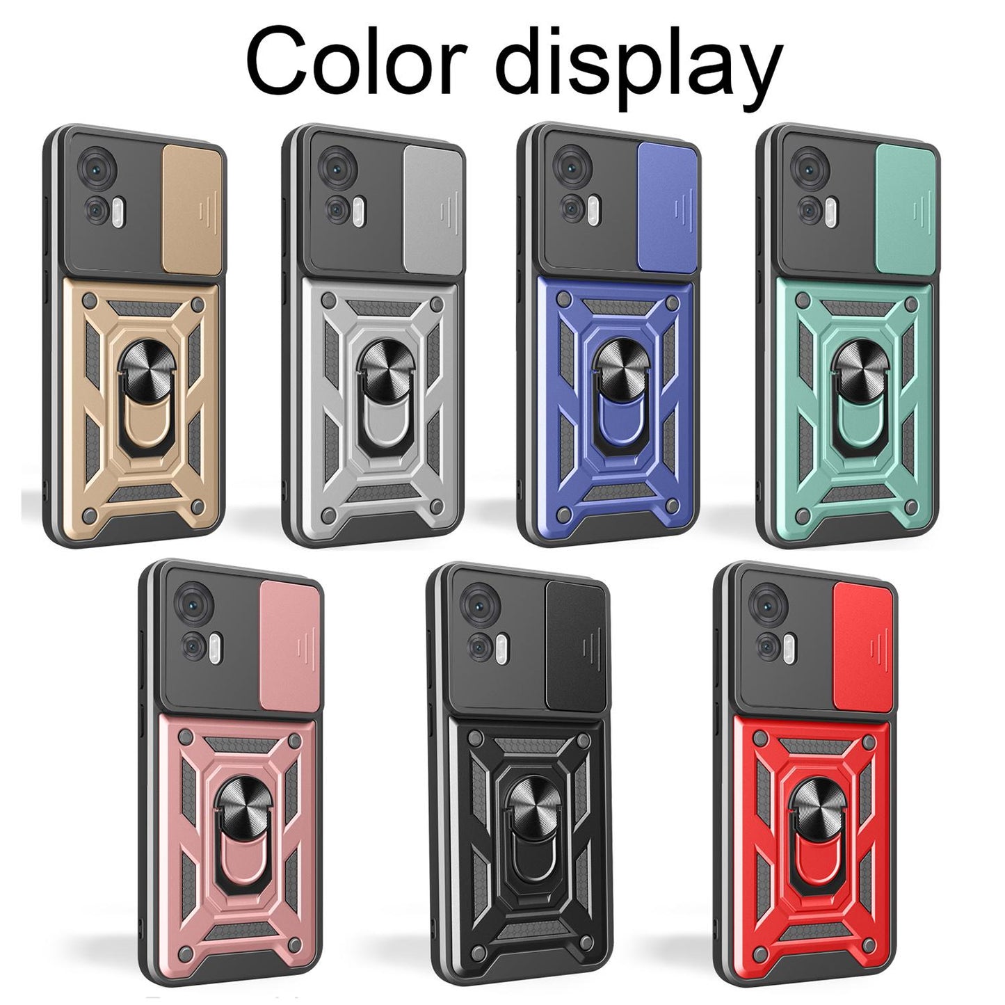 Motorola Edge 30 Neo Sliding Camera Cover Magnetic Ring Stand Shockproof TPU + PC Protective Phone Case