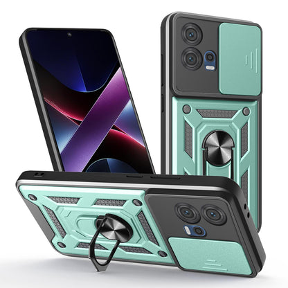Motorola Edge 30 Fusion Sliding Camera Cover Magnetic Ring Stand Shockproof TPU + PC Protective Phone Case