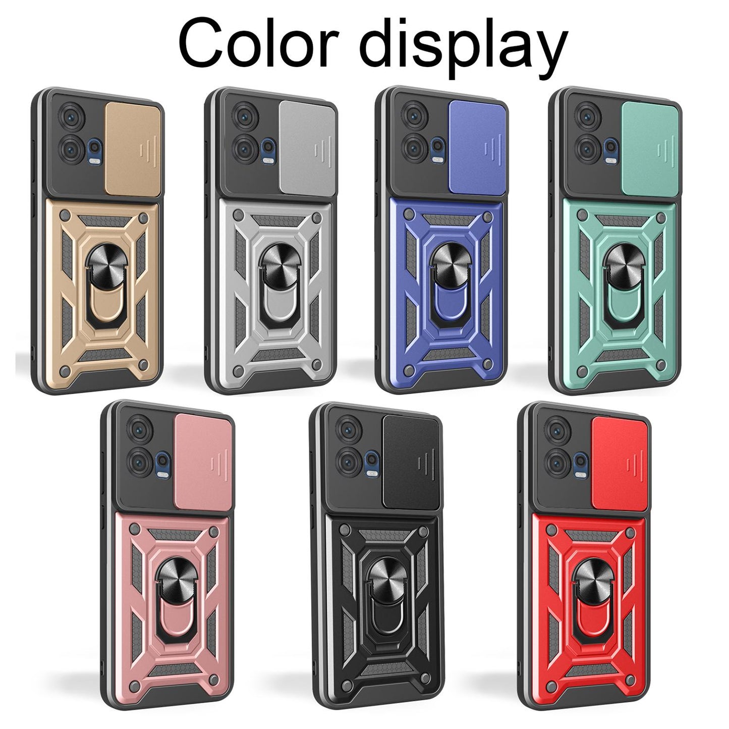 Motorola Edge 30 Fusion Sliding Camera Cover Magnetic Ring Stand Shockproof TPU + PC Protective Phone Case